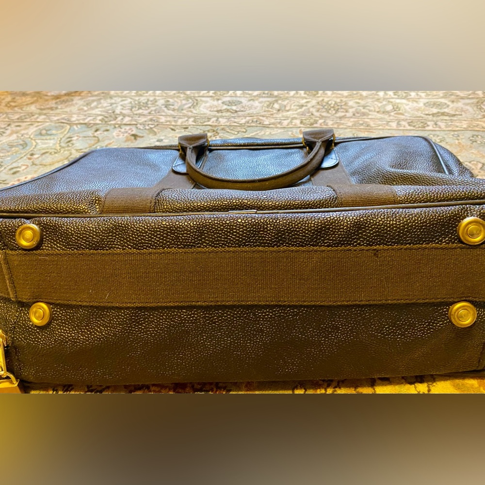 ***Host Pick*** Mulberry Brown Leather Weekender Bag, Water Resistant, Brass - Picture 3 of 8